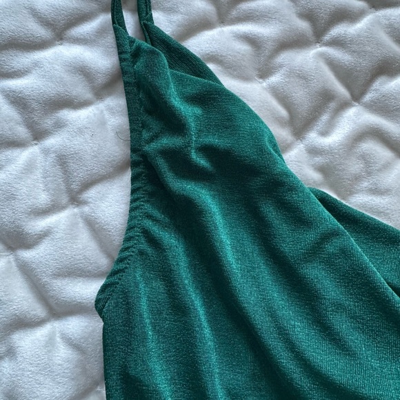 Emerald Green One-Shoulder Beaded Top - Picture 3 of 3